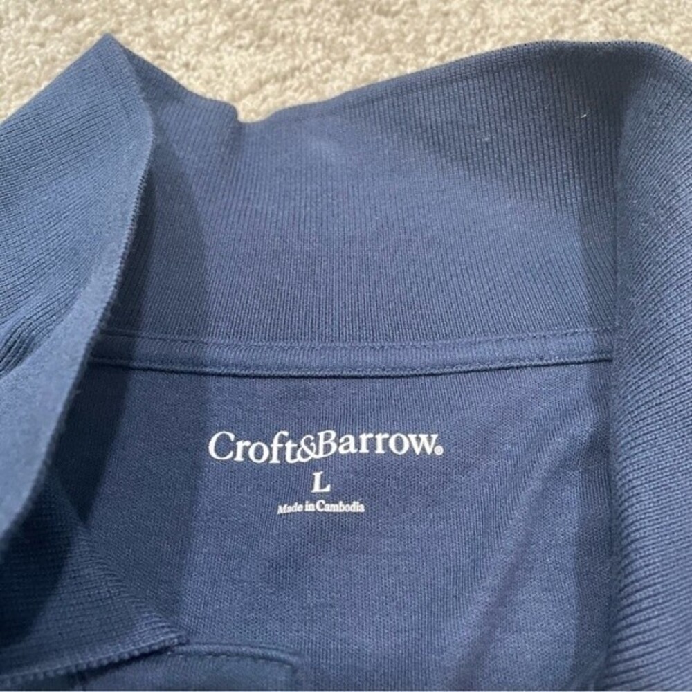 Croft & Barrow Navy Blue Long Sleeve Polo Shirt Size L - Picture 4 of 9